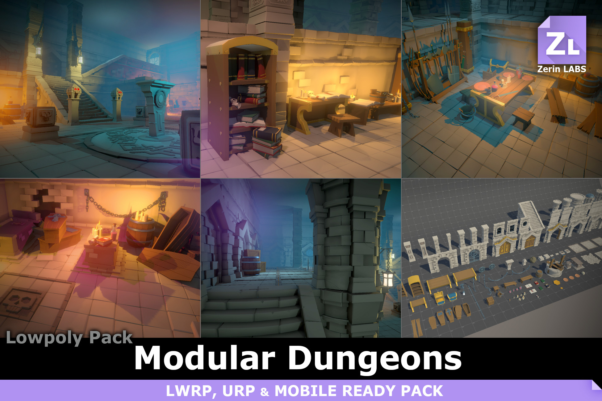 Lowpoly Pack : Modular Dungeons Unity 2022.x.